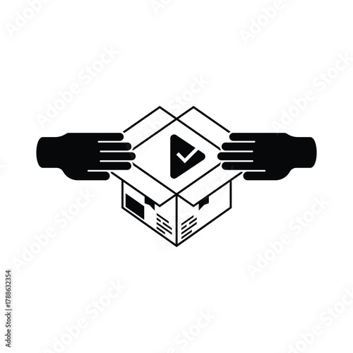 This unboxing package icon perfectly represents the excitement and process of opening a new delivery. Designed in a clean, minimalist silhouette style.