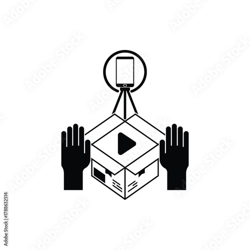 This unboxing package icon perfectly represents the excitement and process of opening a new delivery. Designed in a clean, minimalist silhouette style.