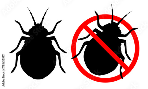 Bed bug. Vector black icon isolated on white background.