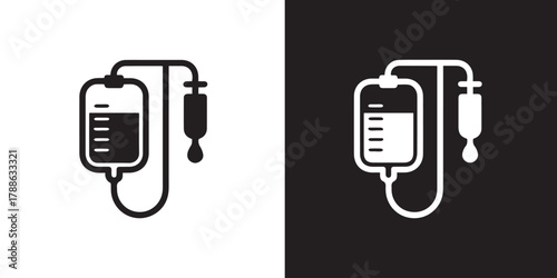 intravenous iv bag medical infusion drip icon monochrome vector