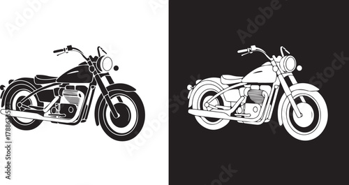 motorcycle two tone silhouette cruiser emblem vector artwork