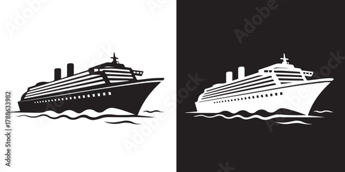 cruise cruise liner vector icon dual color inverse silhouette design