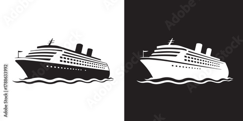 cruise monochrome vector cruise ship silhouette black and white icon