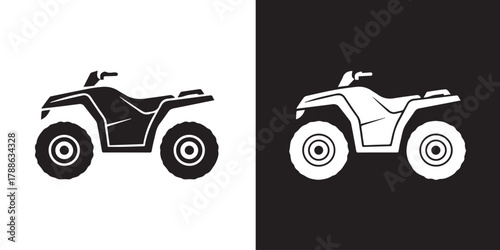 atv emblem contrasting black white pair minimalist vehicle icon