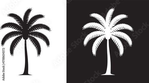 palm black white inverted palm tree vector logo silhouette design
