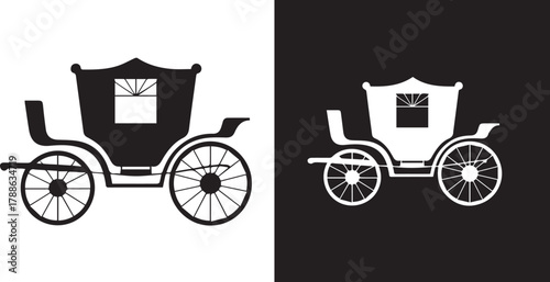 carriage silhouette vintage transport vector in black and white style