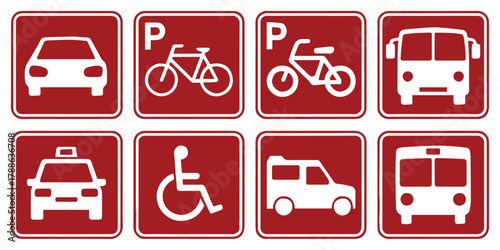 parking signs grid for vehicle specific parking zones and types