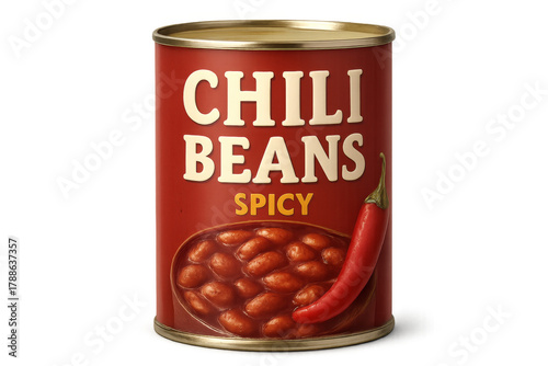 Chili beans spicy food can on transparent background
