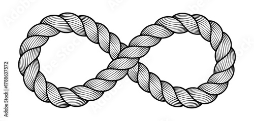Endless Infinity Symbol Formed by Twisted Rope, Representing Boundless Possibilities and Eternal Cycles