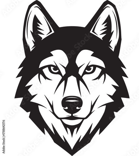 a striking depiction of a husky s head in a bold monochromatic style showcasing intense eyes and detailed fur on transparent background silhouette high quality professional
