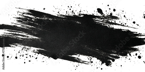 Abstract grunge brush stroke paint blot rough black texture .banner design artistic dirty splatter background .hand drawn ink stroke element for creative layout and artwork .