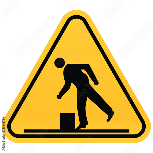 Tripping hazard warning sign caution symbol for workplace safety vector illustration isolated on white