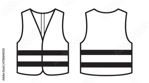 a minimalist illustration of two safety vests displayed side by side showcasing design details on transparent background silhouette high quality professional detailed modern elegant stylish clean