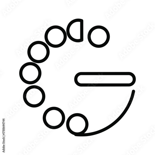 Abstract circular loading icon with a horizontal bar and a curved line