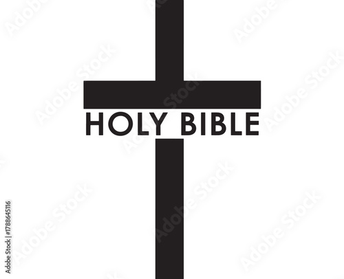 a striking black cross design featuring the words holy bible in bold lettering perfect for religious graphics on transparent background silhouette high quality professional detailed modern