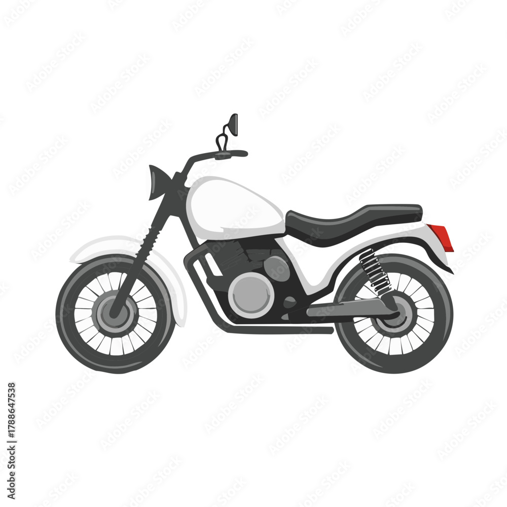 Fototapeta premium Classic White Motorcycle Side View Vector Illustration