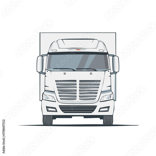 Modern white freight truck front view illustration for logistics business and delivery service