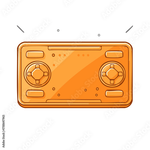 Retro gaming controller in vibrant orange with classic buttons and directional pad