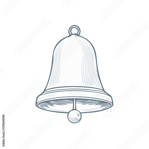 Classic Bell Illustration with Engraved Detail and Striking Lines