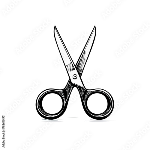 Detailed hand drawn open scissors vector illustration a classic sharp cutting tool
