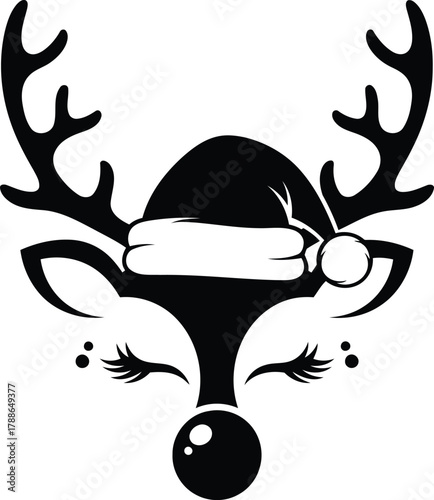 Charming reindeer head vector illustration, perfect for adding a touch of festive design to holiday projects and seasonal creations