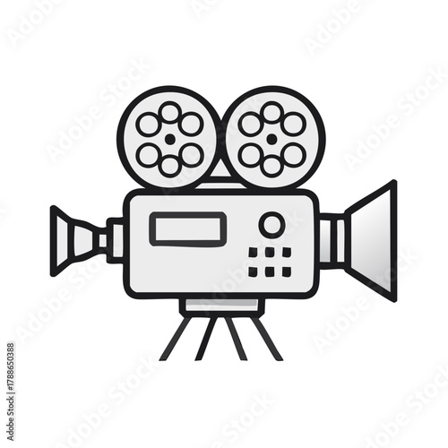 Vintage Movie Projector with Film Reels on Tripod