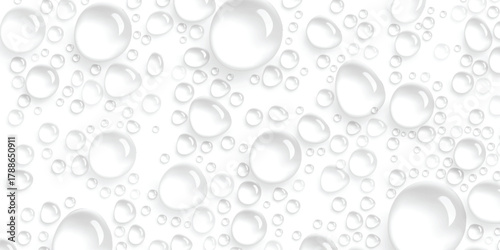 Water droplets on clean white surface creating a fresh and pure background design