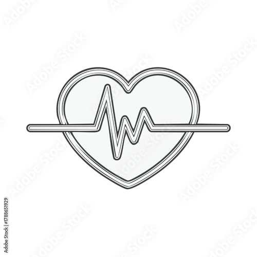 Heartbeat Pulse Line Graph Medical Symbol Icon Outline