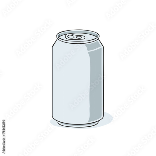 Simple Clean Aluminum Soda Drink Can Illustration Isolated on White