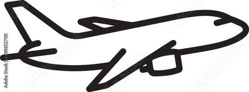 Simple sketch of an airplane in flight, conveying travel and adventure.