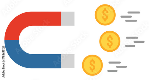magnet attracting money business icon