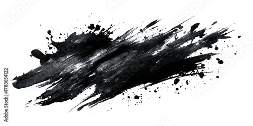 Abstract grunge brush stroke paint blot rough black texture .banner design artistic dirty splatter background .hand drawn ink stroke element for creative layout and artwork .