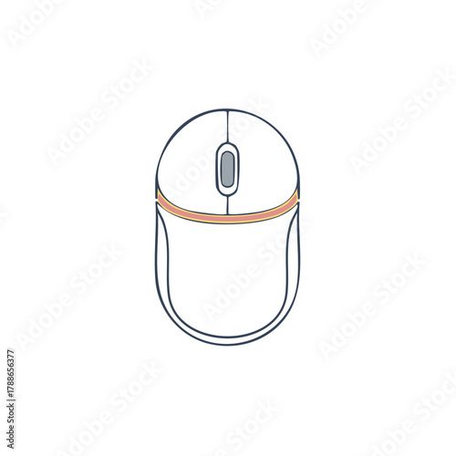 Modern Computer Mouse Outline with Scroll Wheel and Color Accent