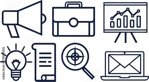 Creative Marketing Agency Icons Megaphone and Ads