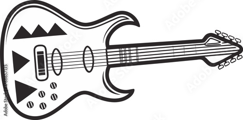 Minimal Flat Black Silhouette Electric Guitar