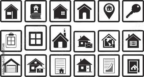 Real Estate and Property Vector Icons Minimalist Style