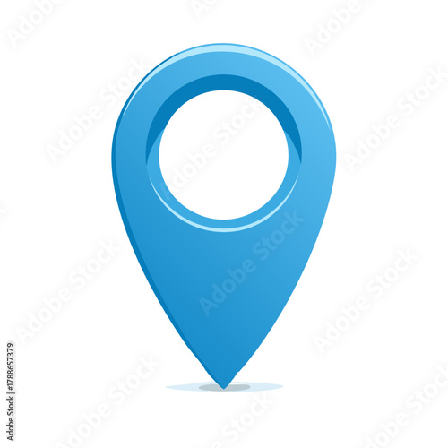 Glossy blue 3D location pin icon representing navigation map pointer destination travel
