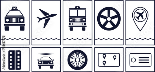 Transportation Service Vector Icons Horizontal Layout