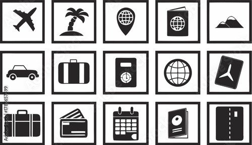 Travel Booking Vector Icons Clean Layout Airport Theme