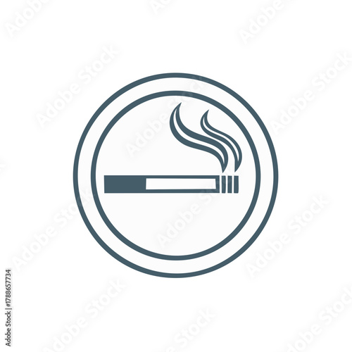 Smoking area sign with a lit cigarette and smoke