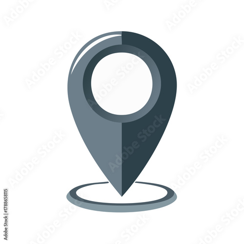 Modern flat gray map pin icon representing location pinpoint destination and navigation