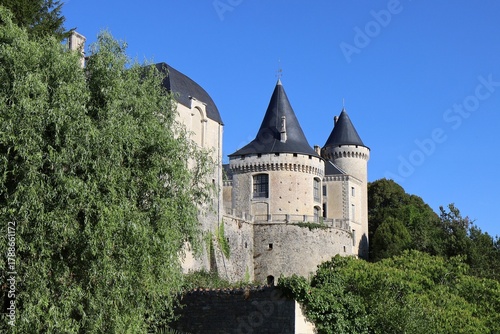 Château médiéval, vue de l'extérieur, village de Verteuil sur Charente, département de la Charente, France