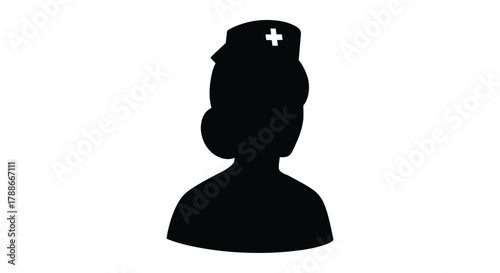 Female nurse avatar icon, healthcare worker profession symbol.