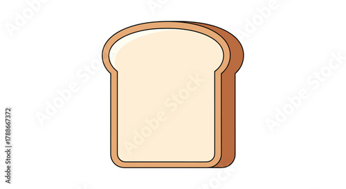 Illustration of a single plain white bread slice for toast sandwich
