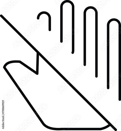 Hand with a diagonal line across it, indicating prohibition