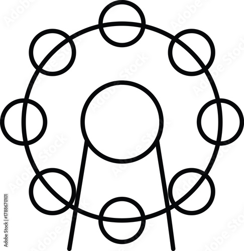 Ferris wheel icon with gondolas, simple line art