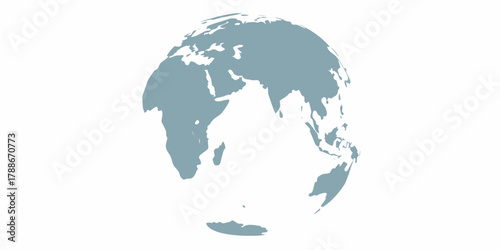 Stylized earth globe with continents in muted blue on a clean white background