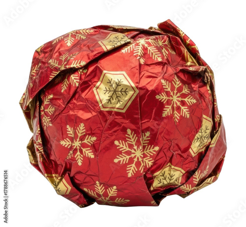 Festive holiday wrapping paper ball home isolated on transparent background