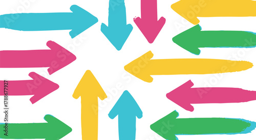 Colorful handdrawn arrows pointing in different directions