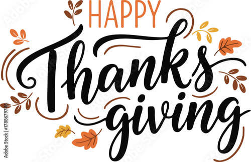 추수감사절, Happy Thanksgiving handwritten calligraphy